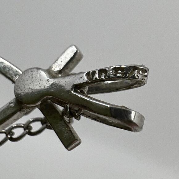 Vintage Sterling Silver & Nephrite Jade Wishbone Pendant 18" Necklace - Picture 4 of 6